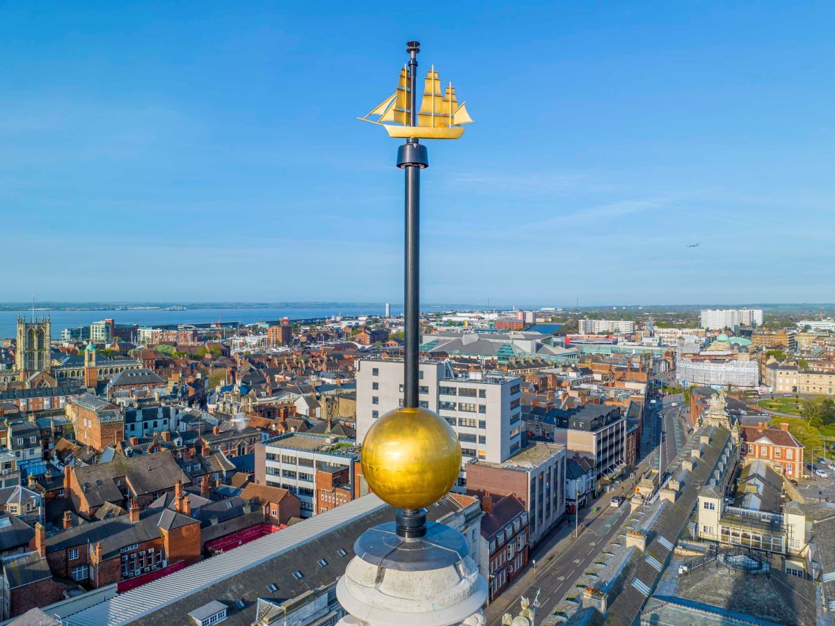 Drone image Guidhall Timeball