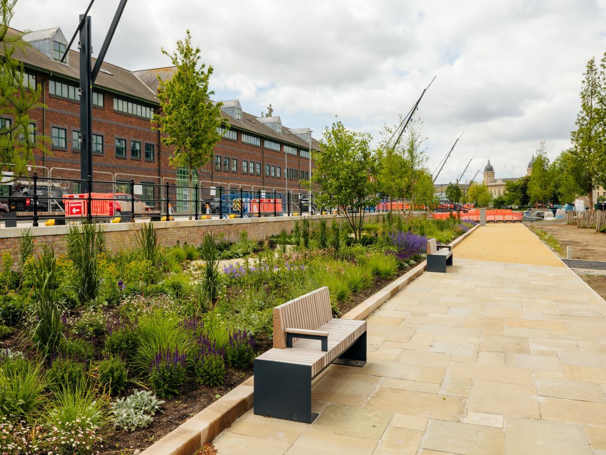 Rain gardens and seating